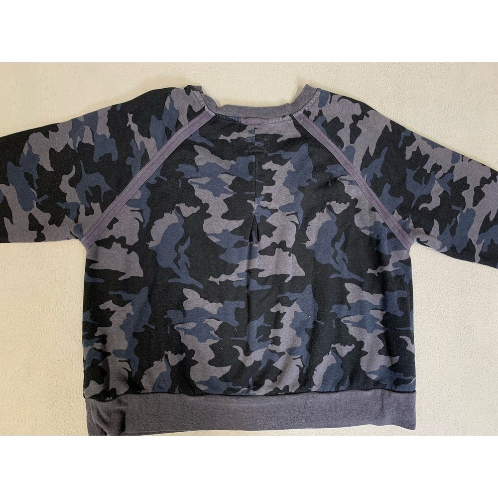 PrAna Sweatshirt Women's Size 3XLarge Cozy Up Crewneck Pullover Camo Blue